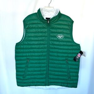 NWT! NEW YORK JETS GREEN/WHITE MENS PUFFER VEST NFL TEAM APPAREL NEW! SzXXL
